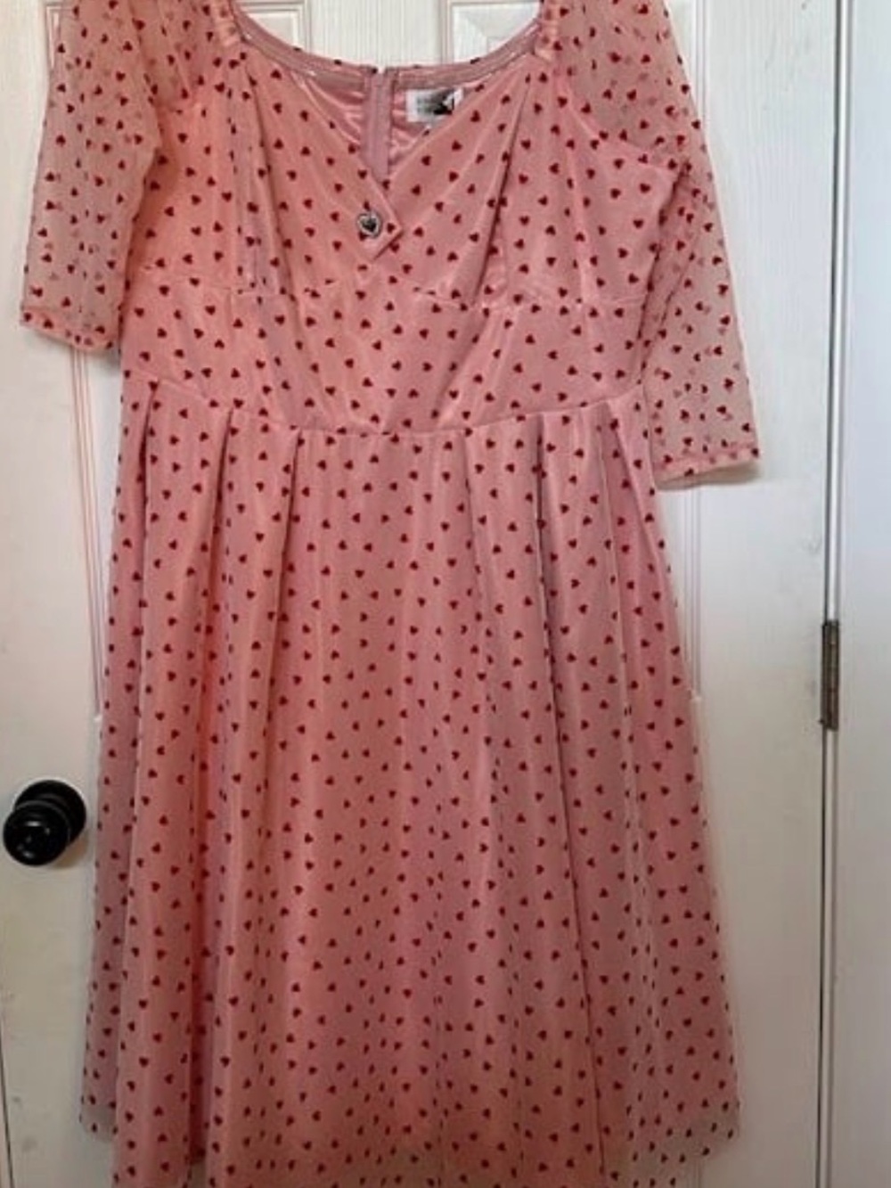Pink Polka Dot Fit-and-Flare Midi Dress - Picture 2 of 3
